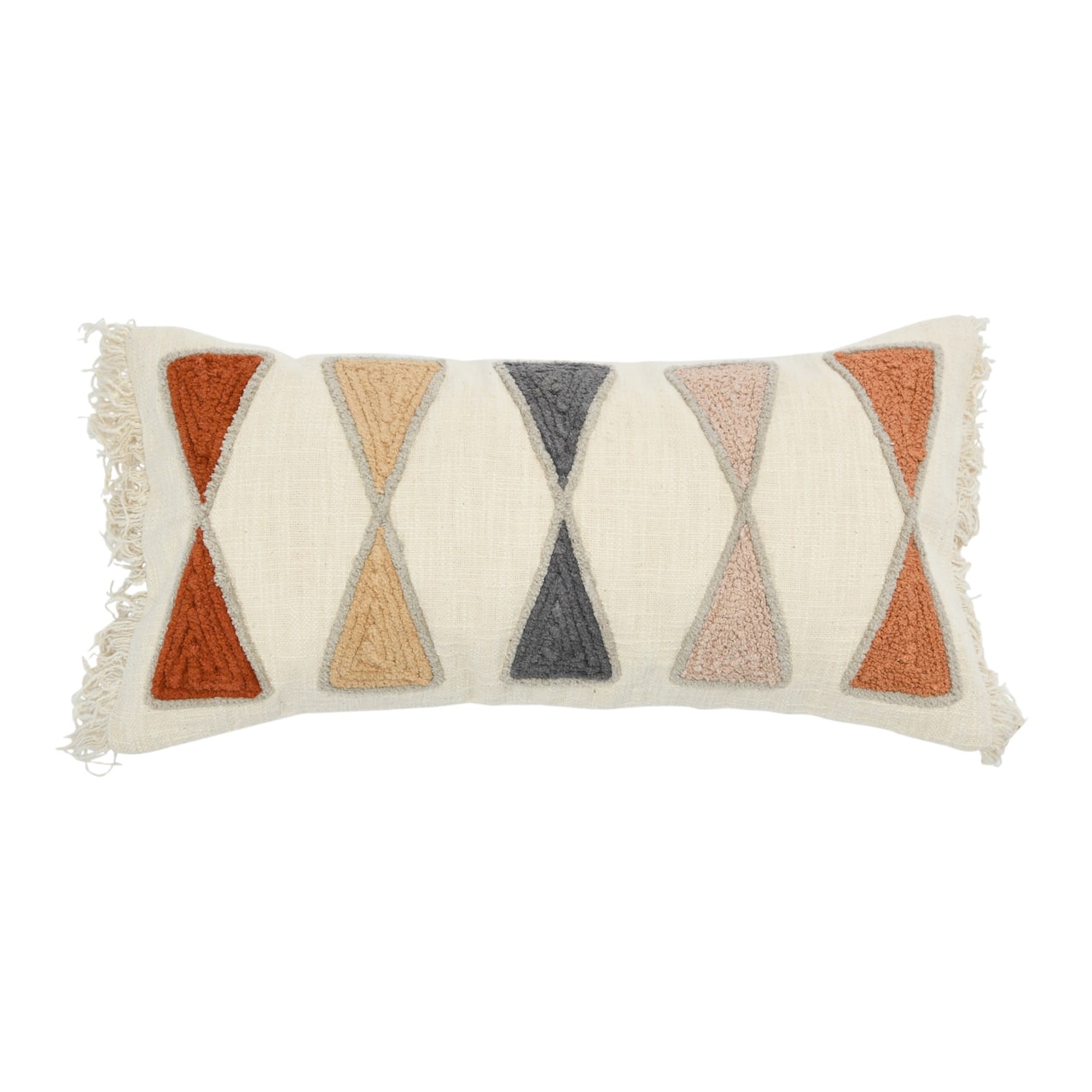 Hello Honey® 24'' Embroidered Cotton Lumbar Pillow with Fringe